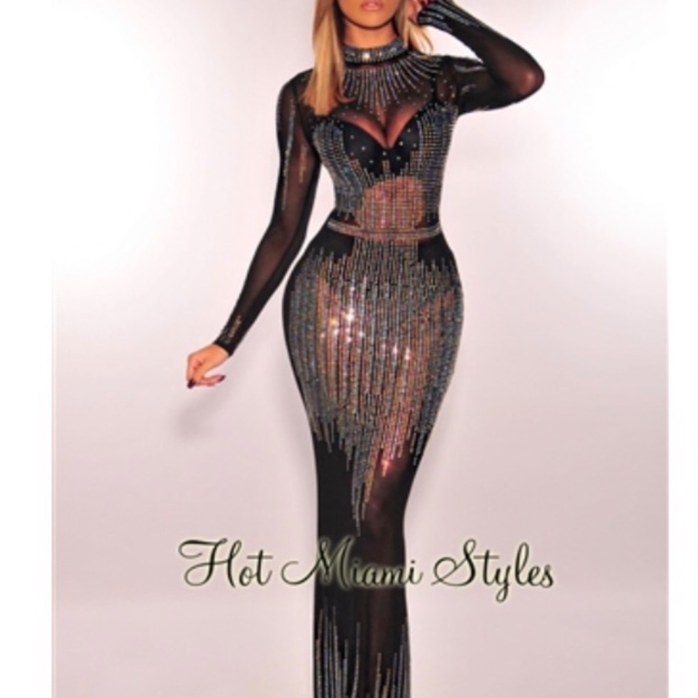 New Long Black Party Gown